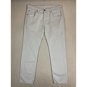 Mott Bow Jeans Mens 38x32 Khaki Slim Fit Mid Rise Straight Leg 5 Pockets Zip Fly